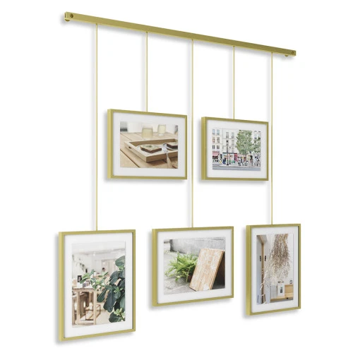 Панно для фотографий exhibit, матовая латунь, 5 эл.