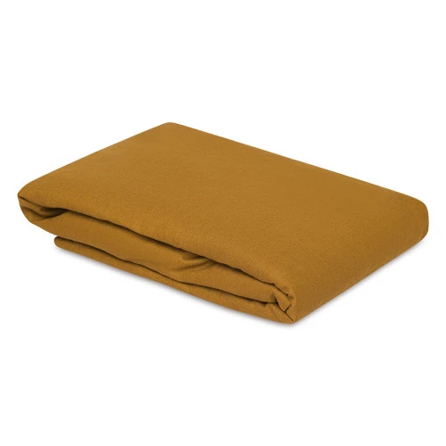 Простыня на резинке изо льна и хлопка цвета карри из коллекции essential, 180х200х30 см