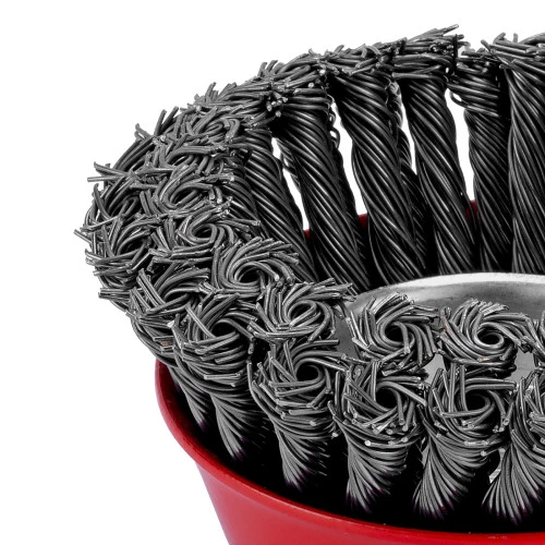 Щетка для УШМ, 125 мм, М14, "чашка", двухрядная, крученая проволока 0.8 мм Matrix