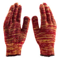 Перчатки трикотажные усиленные, гелевое ПВХ-покрытие, 7 класс, красно-желтый меланж Сибртех