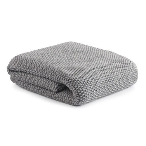 Плед из стираного хлопка серого цвета из коллекции essential, 130х180 см