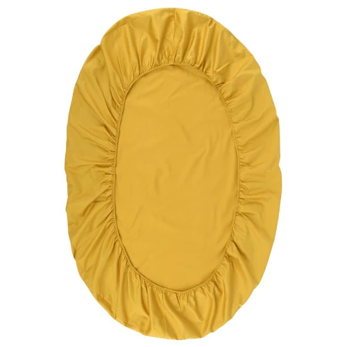 Простыня овальная на резинке из сатина горчичного цвета из коллекции essential, 75х125х20 см
