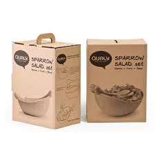 Салатник с ложками sparrow, белый/зеленый