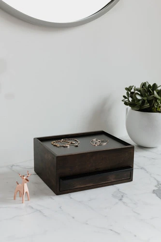 Шкатулка stowit, черная/орех