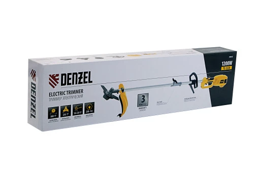 Триммер электрический TE-1220, 1200 Вт, 380 мм, катушка, диск, разборная штанга Denzel