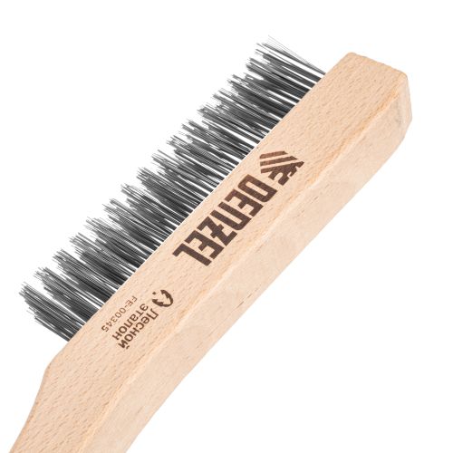 Щетка зачистная 4-х рядная, прямая проволока из нержавеющей стали с деревянной ручкой, EFP// Denzel