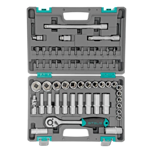 Набор инструментов, 1/2", CrV, пластиковый кейс 60 предметов Stels