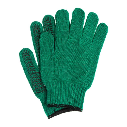 Перчатки трикотажные усиленные, гелевое ПВХ-покрытие, 7 класс, зеленые Сибртех