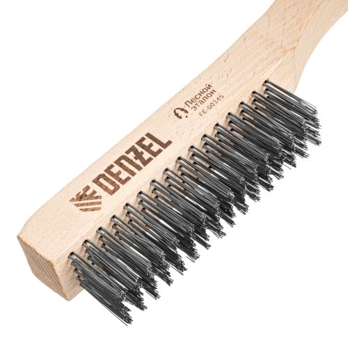 Щетка зачистная 5-и рядная, прямая проволока из нержавеющей стали с деревянной ручкой, EFP// Denzel