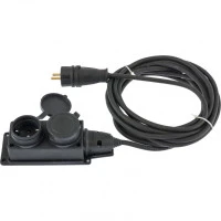 Удлинитель электрический силовой, 20 м, 2 розетки, КГ 3 х 1.5 мм, 16 А, тип УХЗ-16, Denzel