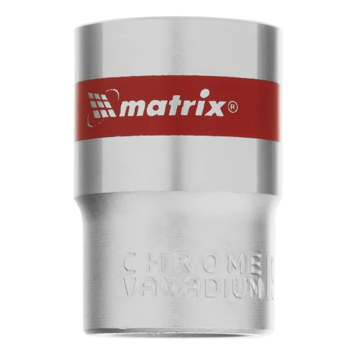 Головка торцевая, 19 мм, шестигранная, CrV, под квадрат 1/2, хромированная Matrix