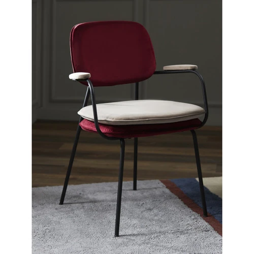 Стул с подлокотниками pea, велюр, бордовый/бежевый