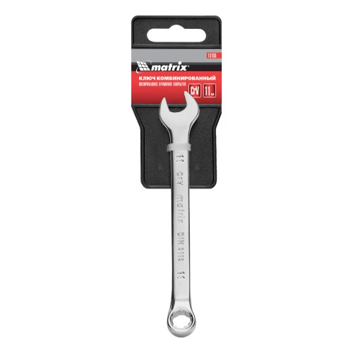 Ключ комбинированный, 11 мм, CrV, полированный хром Matrix