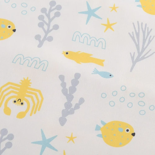 Простыня круглая на резинке из сатина с принтом oceania world из коллекции tiny world, 75х75х20 см