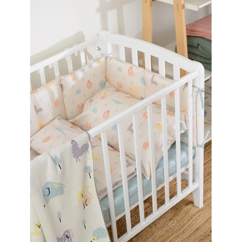 Комплект постельного белья из сатина с принтом animalia world из коллекции tiny world, 100х120 см