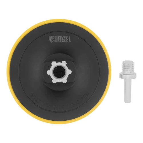 Тарелка опорная для дрели и УШМ с липучкой, 115 мм, стандартная, с адаптером c М14 на d8 Denzel