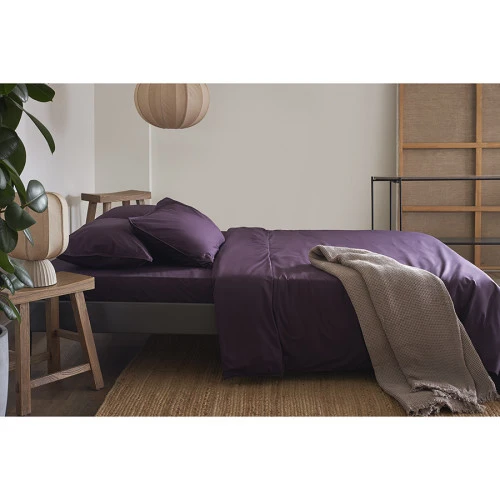 Простыня из стираного перкаля сливового цвета из коллекции essential, 240х270 см