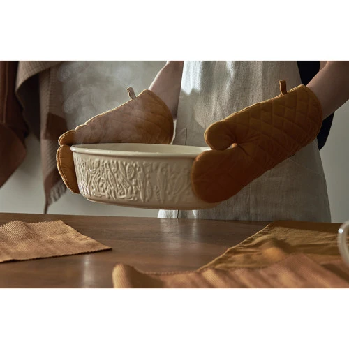 Прихватка-варежка из хлопка цвета карри из коллекции essential, 33х17,5 см