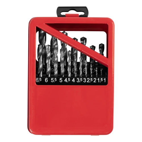 Набор сверл по металлу, 1-10 мм (через 0.5 мм) HSS 19 шт, металлическая коробка, цилиндрический хвостовик Matrix