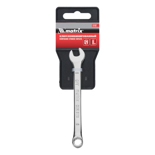 Ключ комбинированный, 8 мм, CrV, полированный хром Matrix