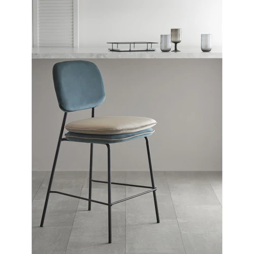 Стул полубарный pea, велюр, сине-зеленый/бежевый