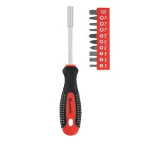 Отвертка с набором бит, 11 шт, Fusion, CrV, трехкомпонентная рукоятка "Anti slip" Matrix