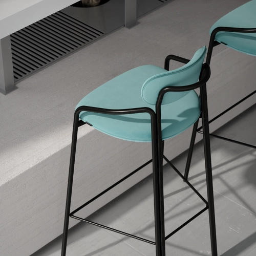 Стул барный ror, round, велюр, черный/светло-бирюзовый