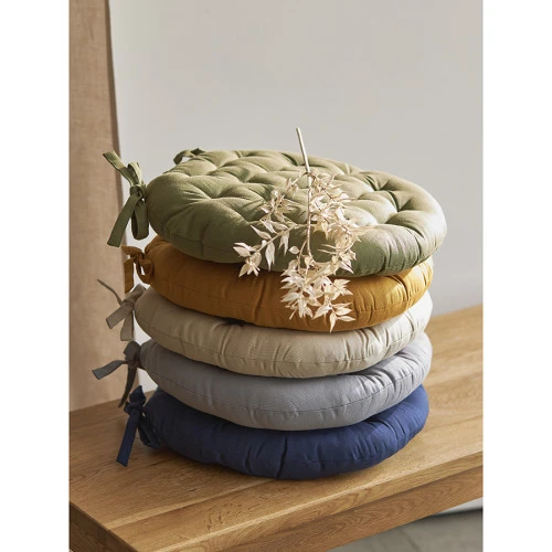 Подушка на стул круглая из хлопка темно-синего цвета из коллекции essential, 35 см