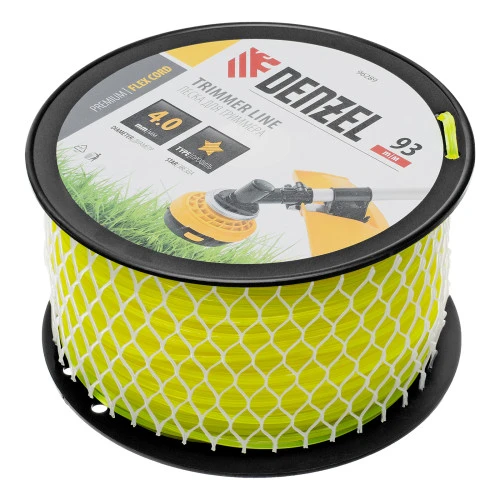 Леска для триммера звезда, 4,0мм х 93м, на DIN катушке FLEX CORD Denzel