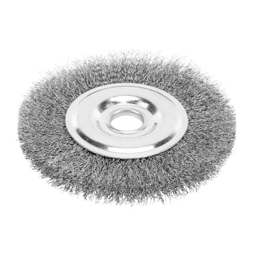 Щетка для УШМ, 150 мм, "Плоская", витая нержавеющая проволока 0.3 мм, посадка 22.2 мм Denzel