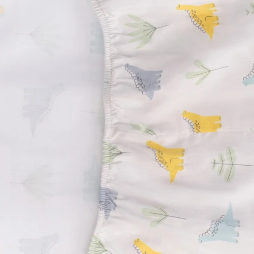 Простыня круглая на резинке из сатина с принтом dinosauria world из коллекции tiny world, 75х75х20см