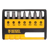 Набор бит с магнитным держателем, S2, 8 шт Denzel