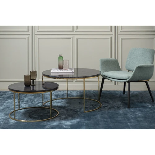 Набор из 2-х журнальных столиков hans, D60 см и D80 см, черный мрамор