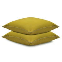 Набор из двух наволочек оливкового цвета с контрастным кантом из коллекции essential, 70х70 см