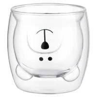 Чашка стеклянная с рисунком bear, 250 мл