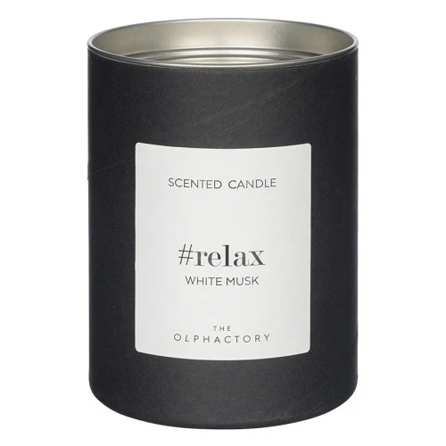 Свеча ароматическая the olphactory, relax black, white musk (новая), 40 ч