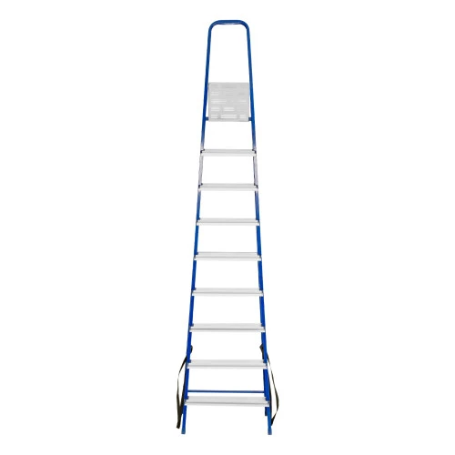Стремянка, 9 ступеней, стальной профиль, алюминиевые ступени Сибртех