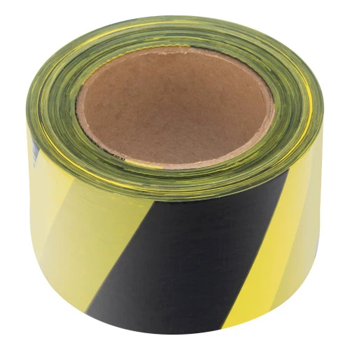 Лента сигнальная, 75 мм х 200 м, черно-желтая Сибртех