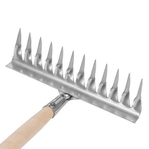 Грабли, нержавеющая сталь, 290 х 1300 мм, 12 витых зубьев, деревянный черенок, Сибртех
