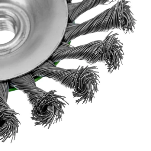 Щетка для УШМ, 100 мм, М14, "тарелка", крученая металлическая проволока Сибртех