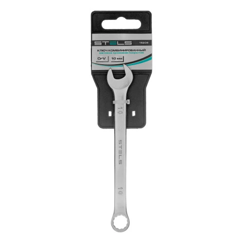 Ключ комбинированный, 10 мм, CrV, матовый хром Stels