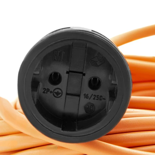 Удлинитель-шнур силовой 30 м, 16А, тип УХ16, ПВС, усиленный, 1 розетка без заземления Сибртех