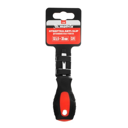 Отвертка Anti-Slip, SL5 х 38 мм, CrV, двухкомпонентная рукоятка Matrix