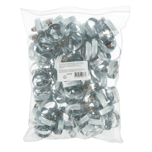 Хомуты металлические, Стандартное болтовое крепление 16-27 мм, 100 штук в упаковке, ширина 9 мм Сибртех