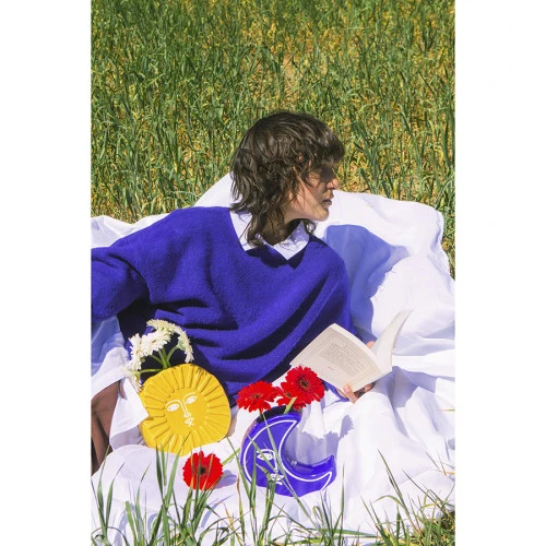 Ваза для цветов moon, 18 см, синяя