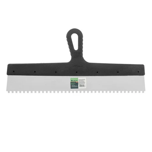 Шпатель из нержавеющей стали, 450 мм, зуб 6 х 6 мм, пластмассовая ручка Сибртех