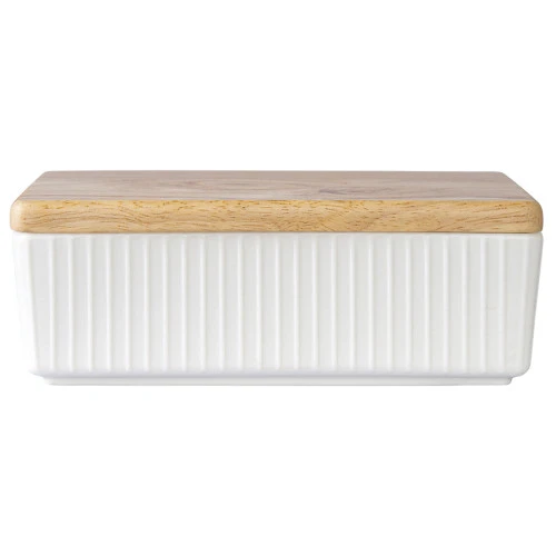 Масленка с крышкой из каучукового дерева soft ripples, dual glazing