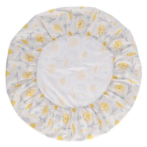 Простыня круглая на резинке из сатина с принтом oceania world из коллекции tiny world, 75х75х20 см