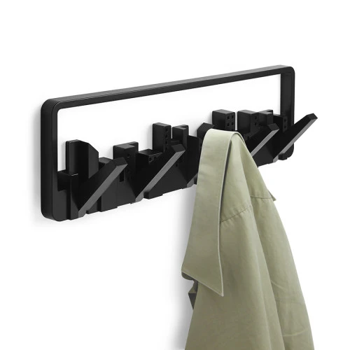 Вешалка настенная skyline, 50 см, черная, 5 крючков