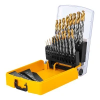 Набор сверл по металлу, 1-10 мм, Р6М5-TiN, Golden Tip, 19 шт Denzel